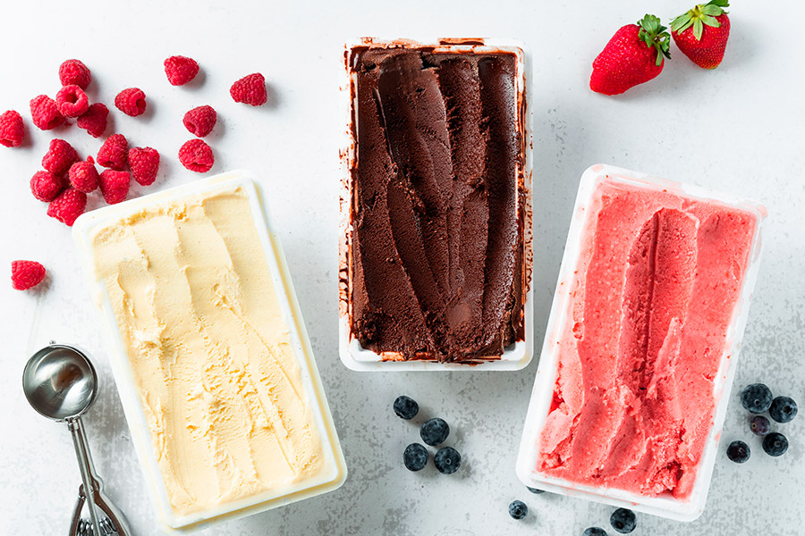 Cassatas de tres sabores diferentes