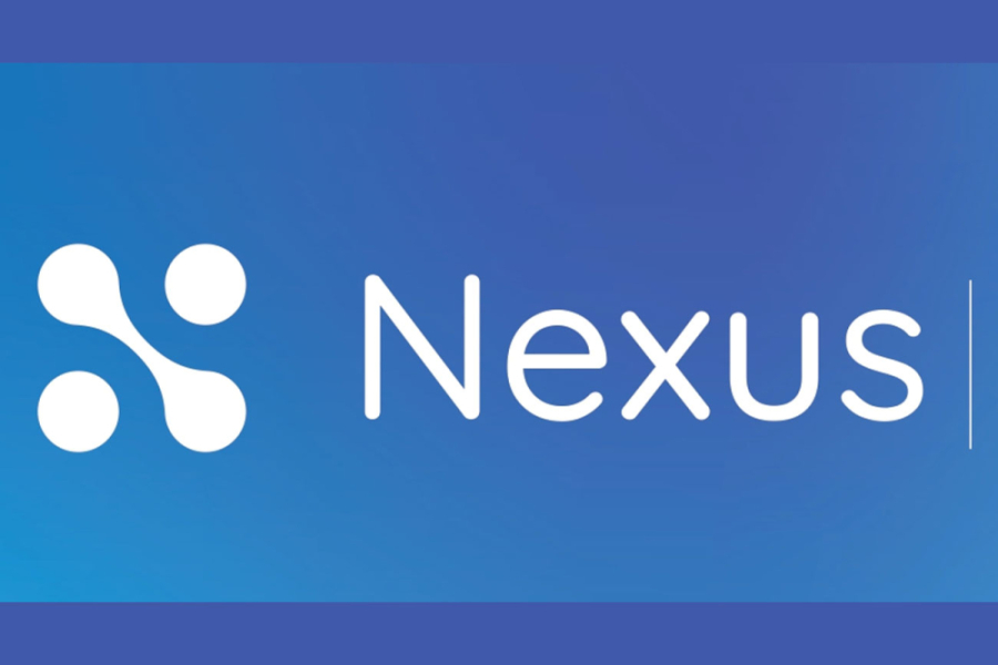 Logotipo de la actividad. Aparece la palabra Nexus en letras blancas. El fondo es azul claro.