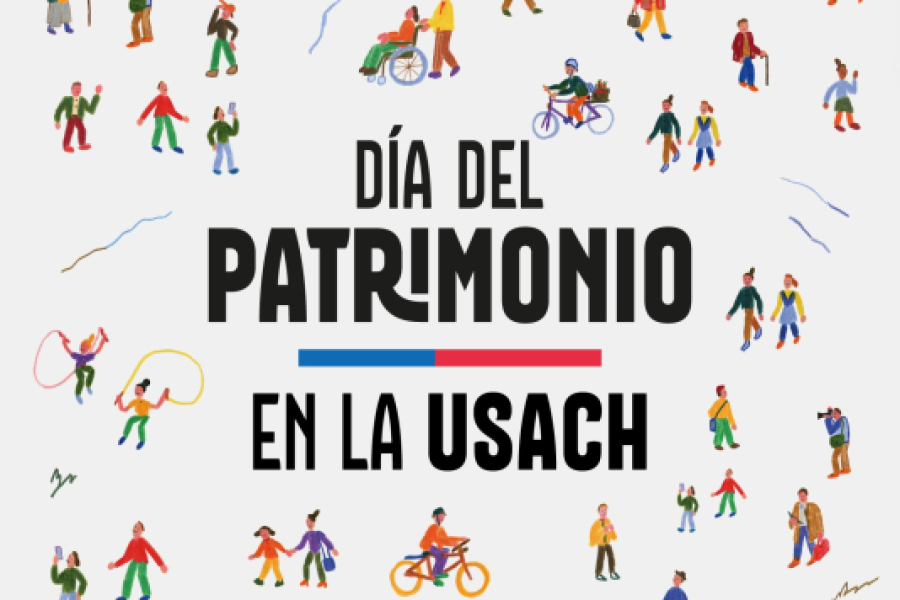 Afiche del Día del Patrimonio. fondo blanco letras negras e imágenes de personas en colores