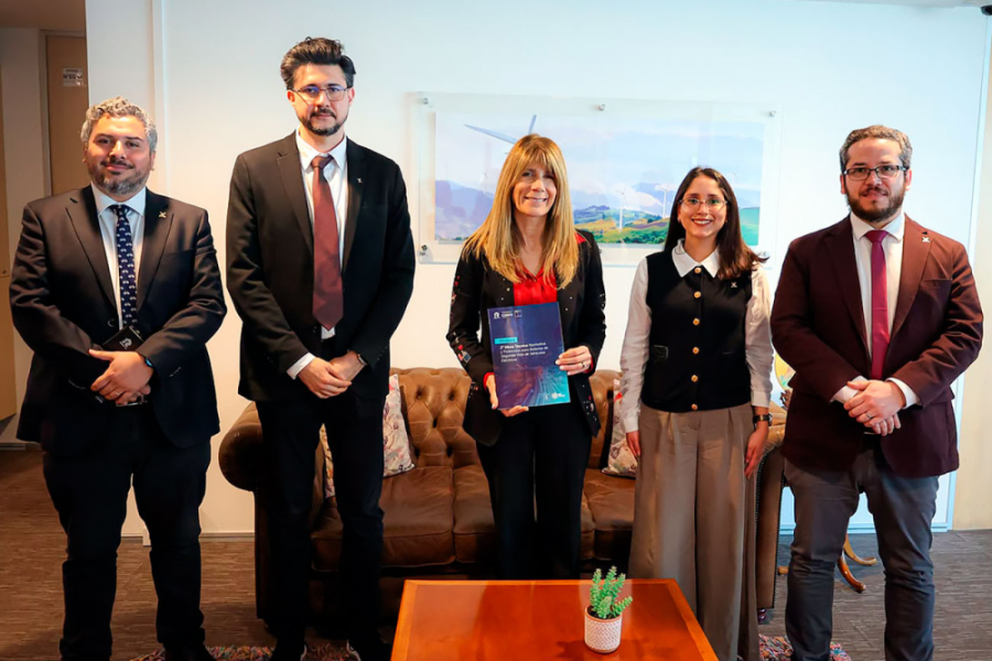 En la fotografía aparece la ministra rincón junto a investigadores del proyecto