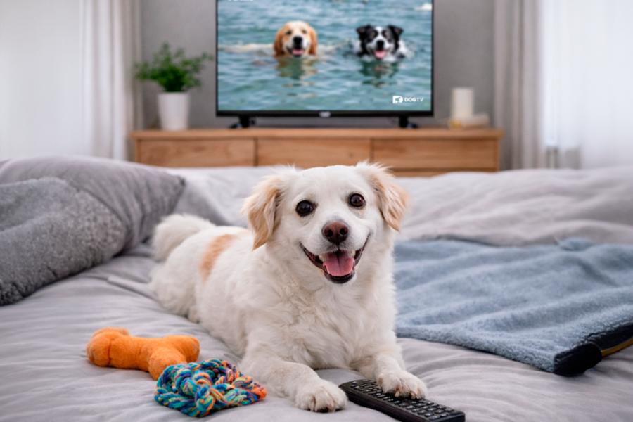 Perro sobre una cama