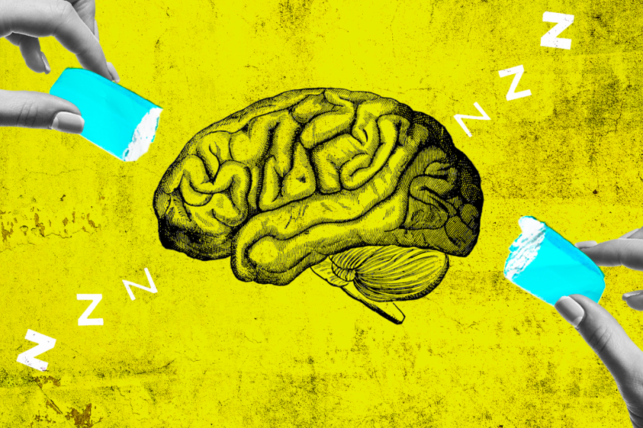 Cerebro sobre un fondo amarillo