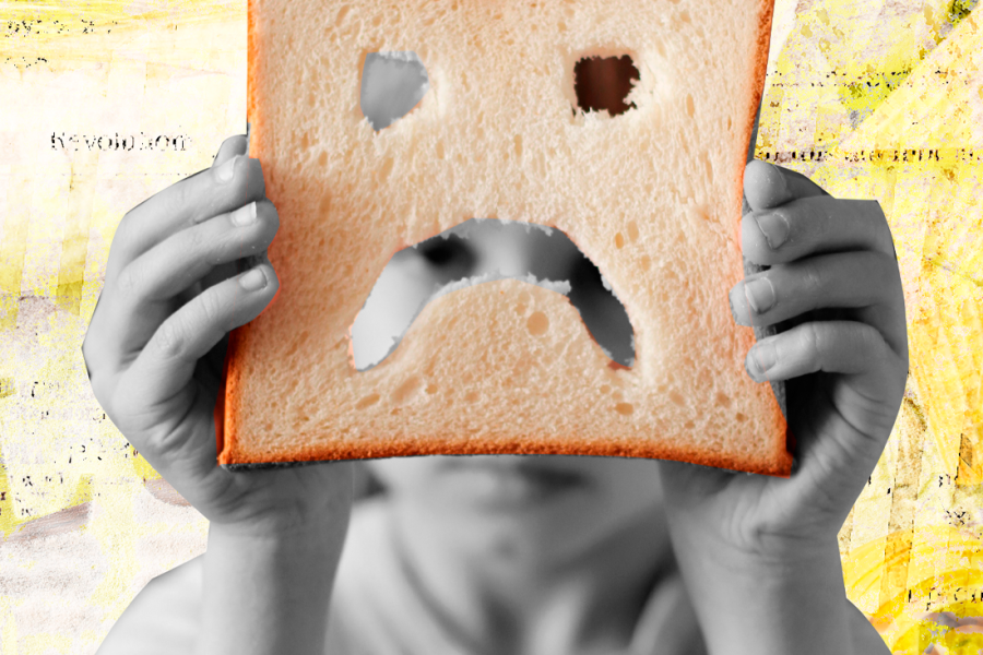 Tostada que simula ser una cara triste